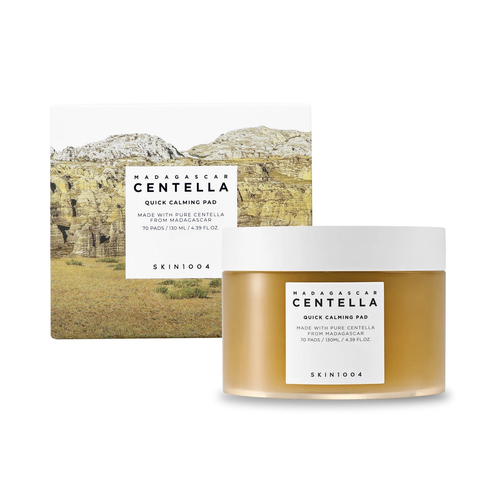 SKIN1004 MADAGASCAR CENTELLA QUICK CALMING PAD Tampons tonifiants pour le visage 130 ml 70 pcs.