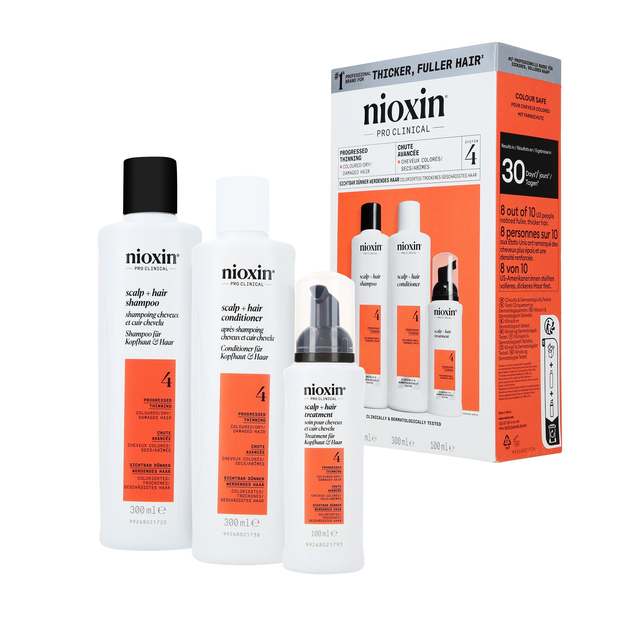NIOXIN PRO CLINICAL SYSTEM KIT 4 Kit für coloriertes Haar mit sichtbarem Haarausfall 2x300 ml + 100 ml