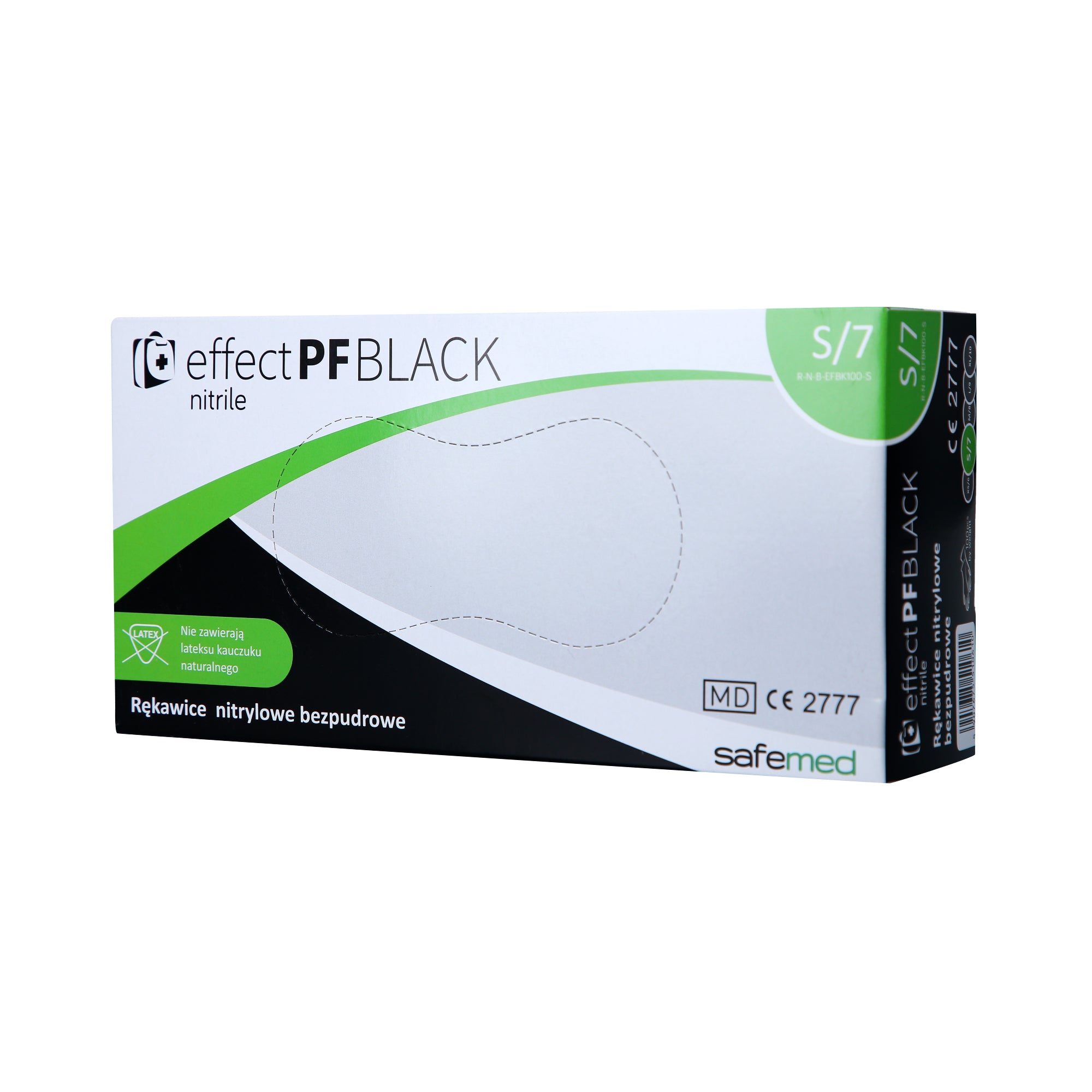 SAFEMED EFFECT PF Puderfreie Einweg-Nitrilhandschuhe Schwarz S 100 Stk.