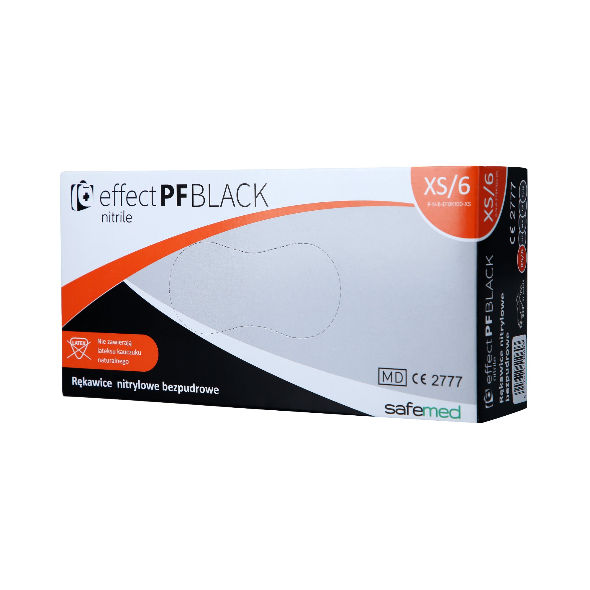 SAFEMED EFFECT PF Puderfreie Einweg-Nitrilhandschuhe Schwarz XS 100 Stk.
