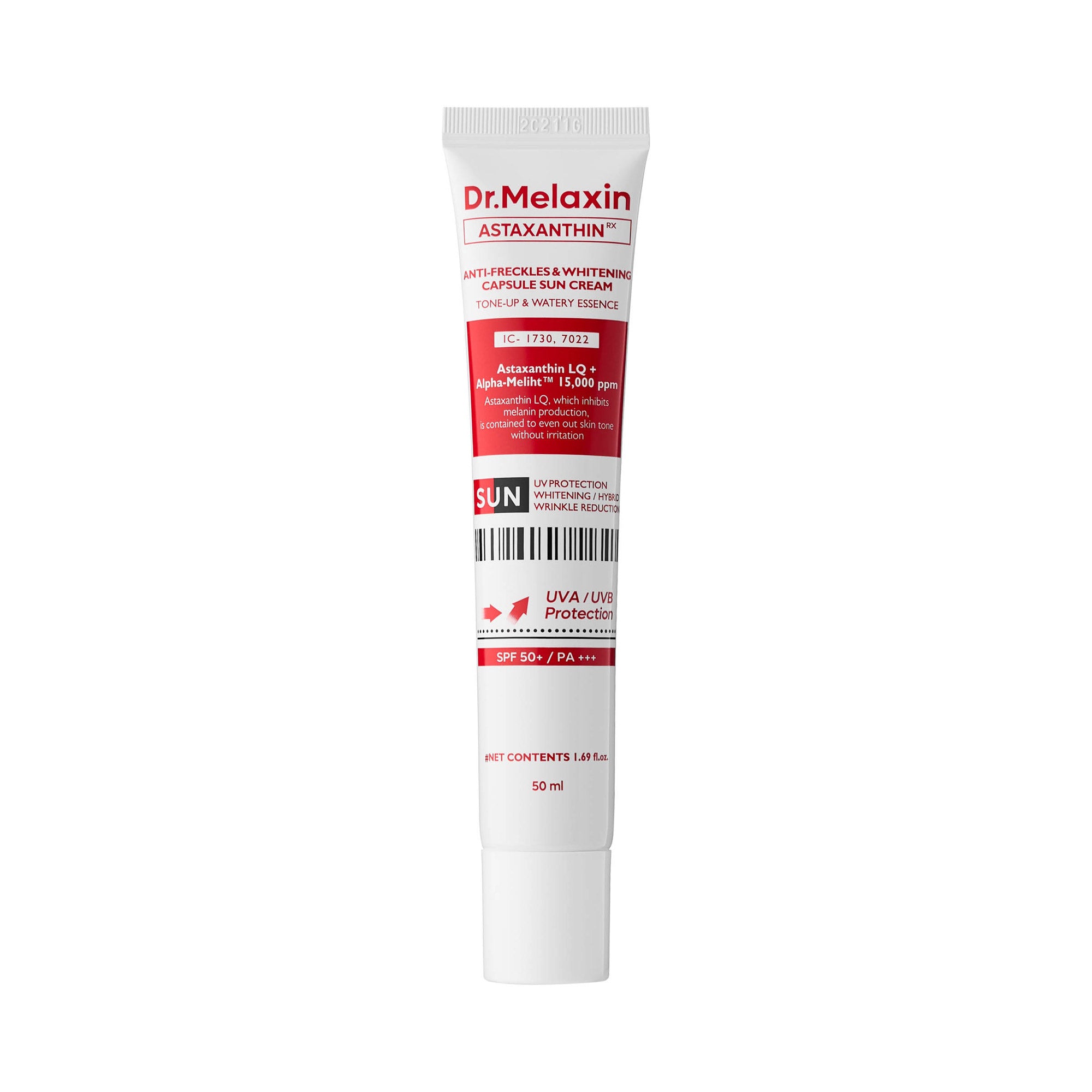 DR.MELAXIN Astaxanthin Anti-Freckles & Whitening Capsule Sunscreen SPF50+ / PA+++ - Tonujący krem z filtrem na przebarwienia 50 ml