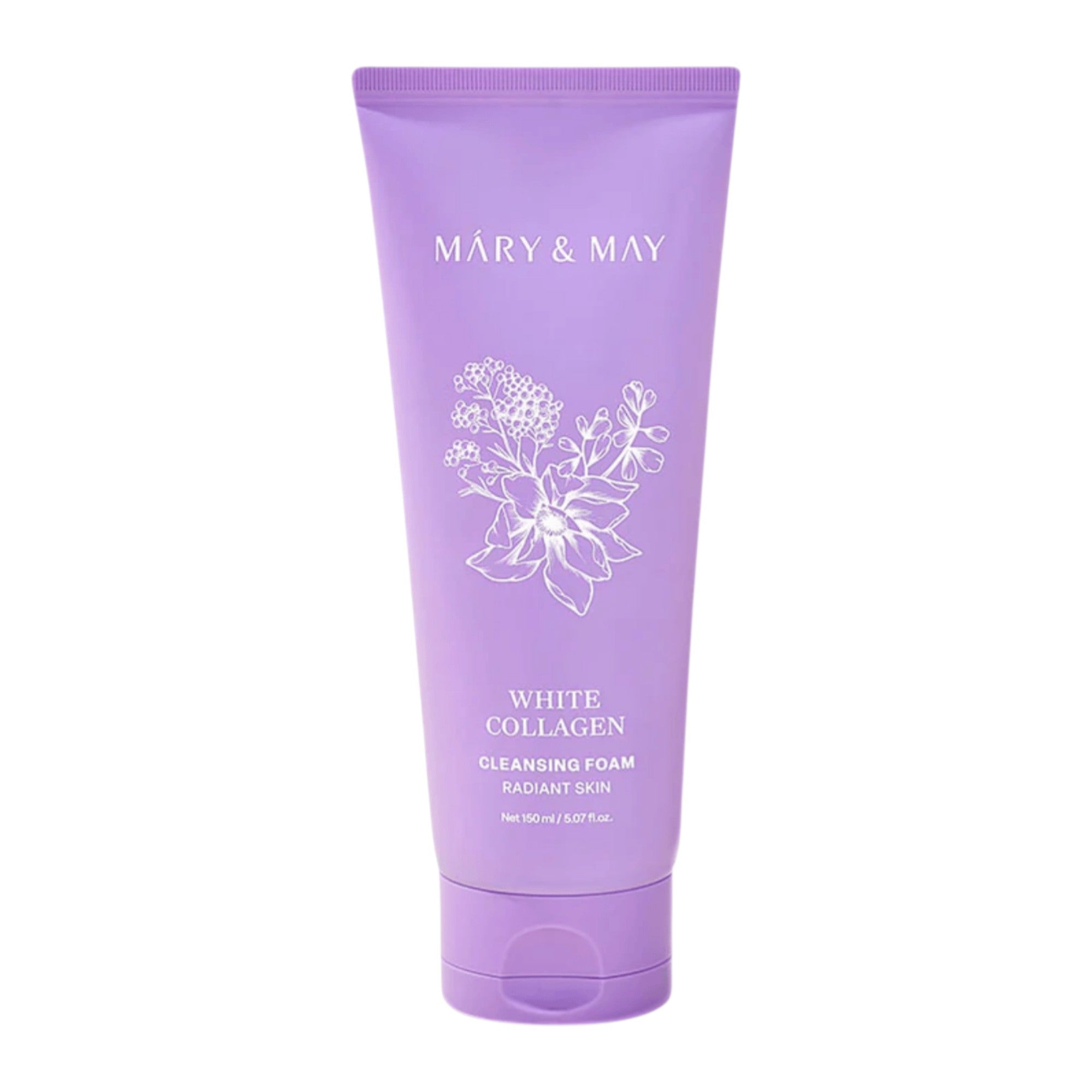 MARY & MAY WHITE COLLAGEN CLEANSING FOAM Gesichtsreinigungsschaum mit aufhellender und feuchtigkeitsspendender Wirkung, 150 ml
