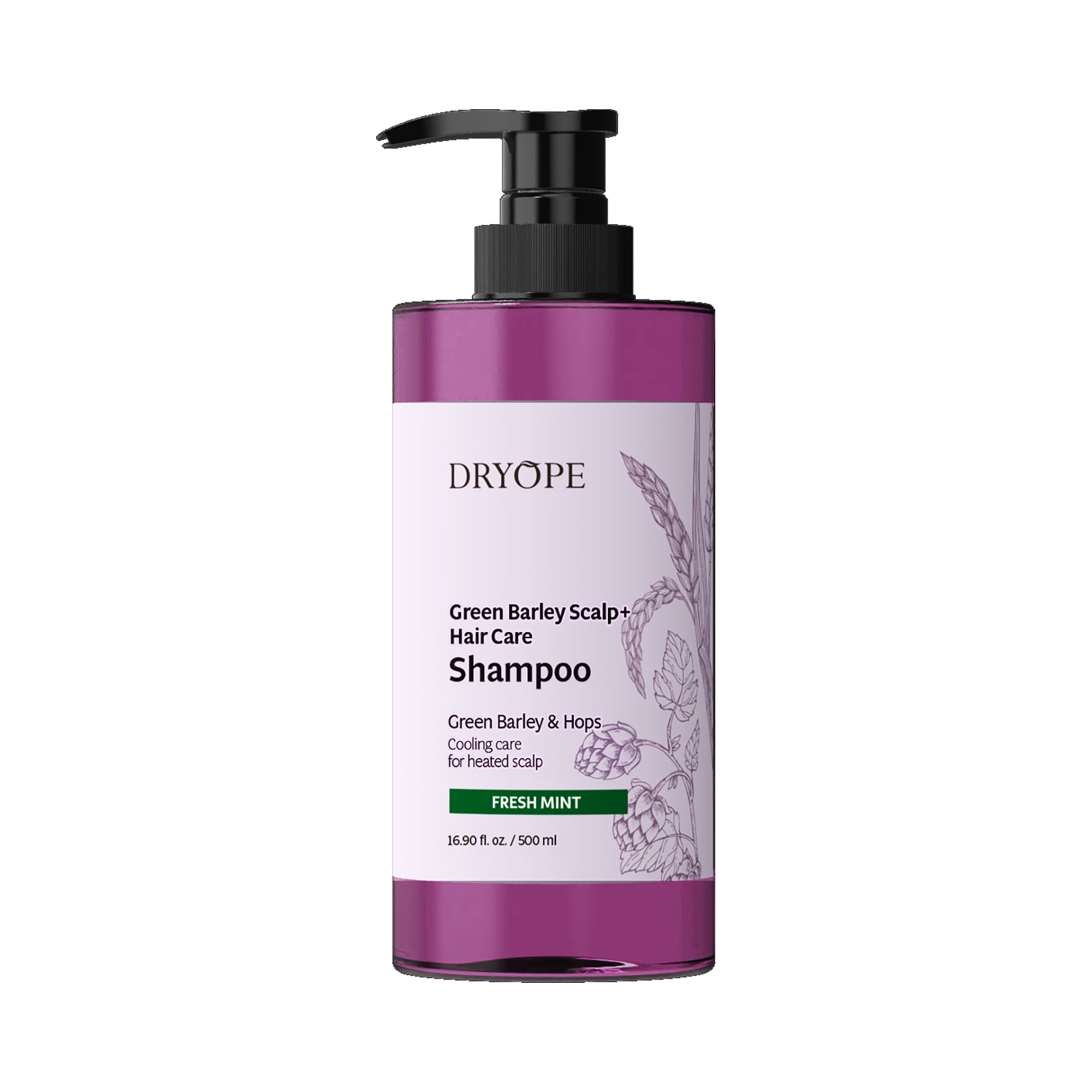 DRYOPE GREEN BARLEY SCALP Veganský šampon proti vypadávání vlasů Fresh Mint 500 ml