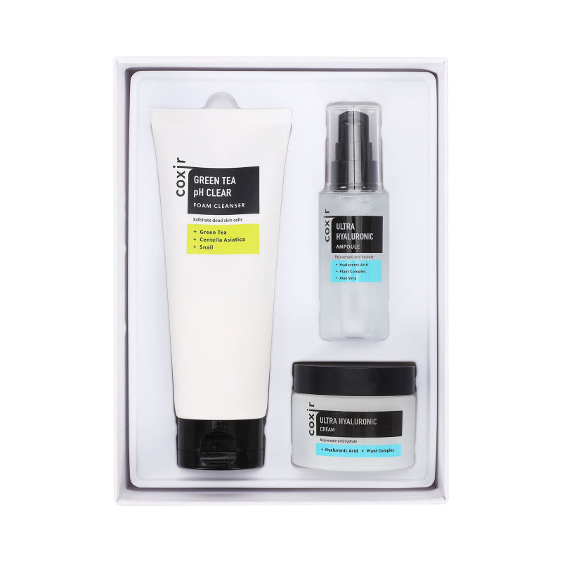 COXIR ULTRA HYALURONIC LINE Intensiv feuchtigkeitsspendendes Set mit Hyaluronsäure 120 ml + 50 ml + 50 g