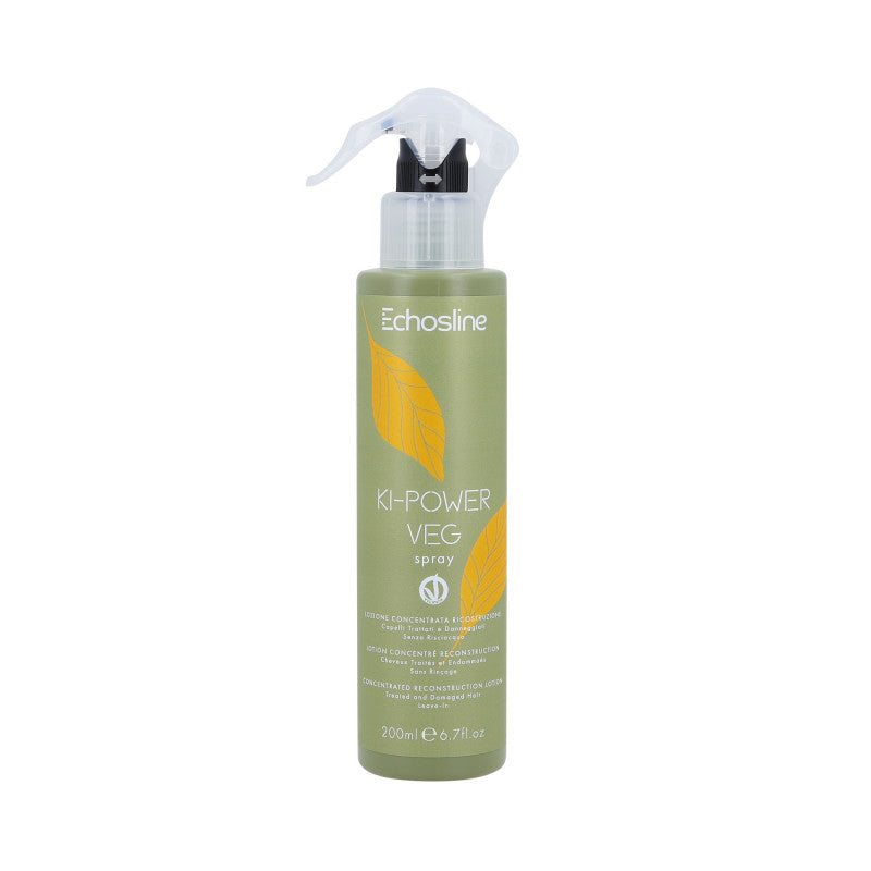 ECHOSLINE KI-POWER VEG SPRAY Konzentrierter Balsam für strapaziertes Haar ohne Ausspülen, 200 ml
