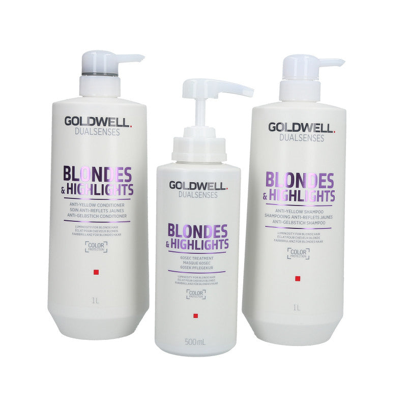 GOLDWELL DUALSENSES BLONDES&HIGHLIGHTS Shampooing 1000ml+Conditionneur 1000ml+Masque 60sec 500ml