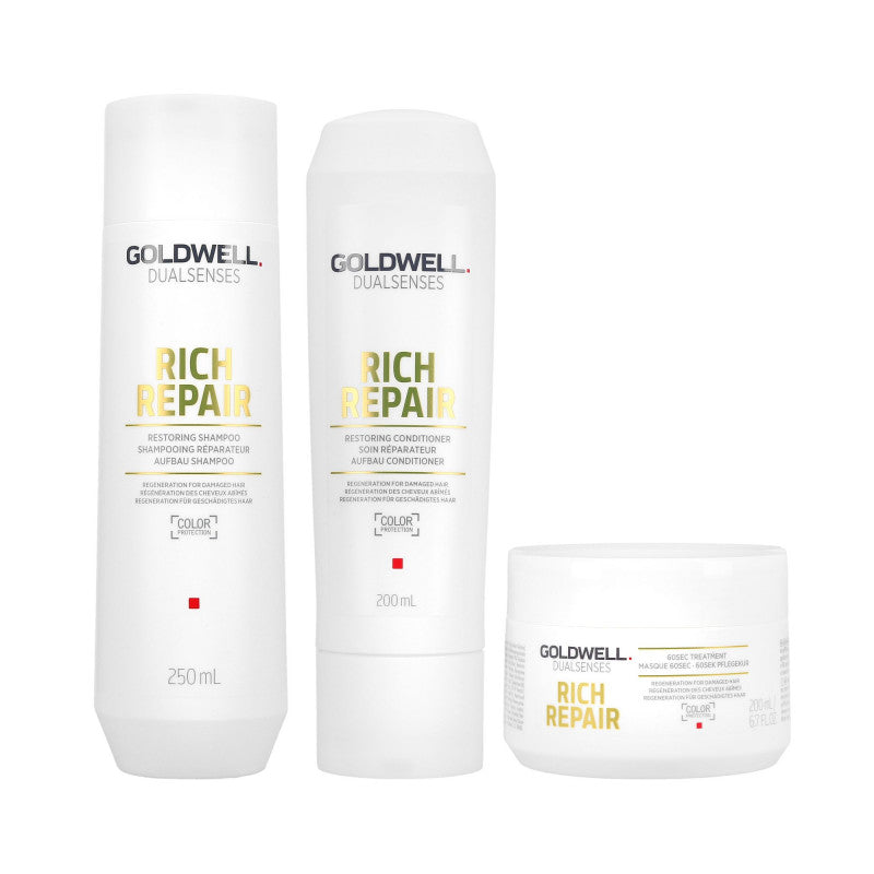 GOLDWELL DUALSENSES RICH REPAIR Shampoo 250ml + Conditioner 200ml + Trattamento 200ml 