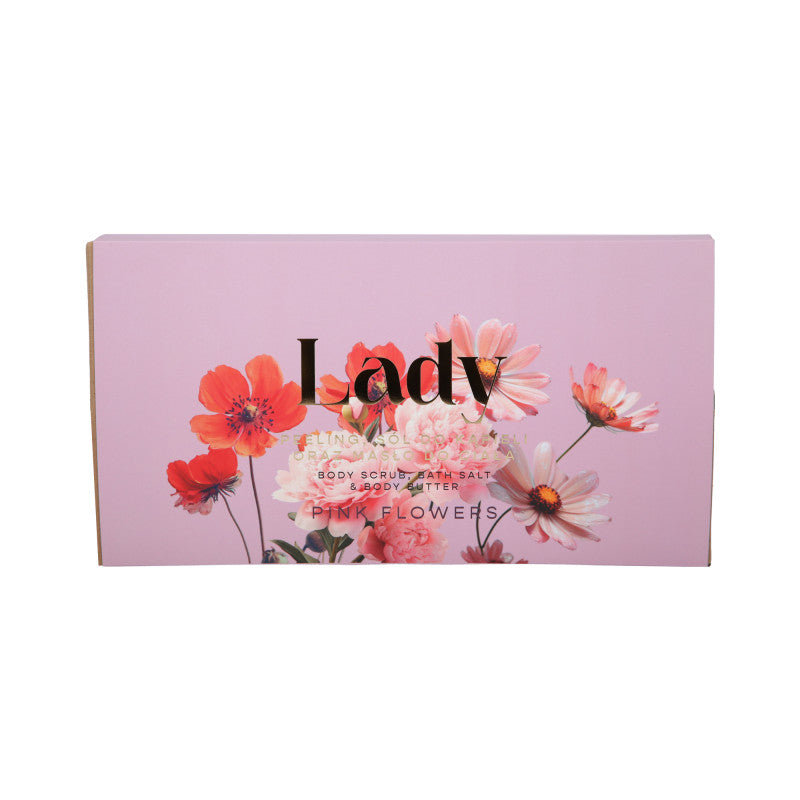 HISKIN LADY PEONY Coffret pour femme Sel de bain + Gommage corps + Beurre corps Pink Blooms 3x200ml