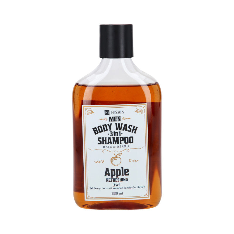 HISKIN UOMO BAGNOSCHIUMA WHISKY APPLE 3IN1 Bagnodoccia Versatile e Shampoo per Capelli e Barba 330ml