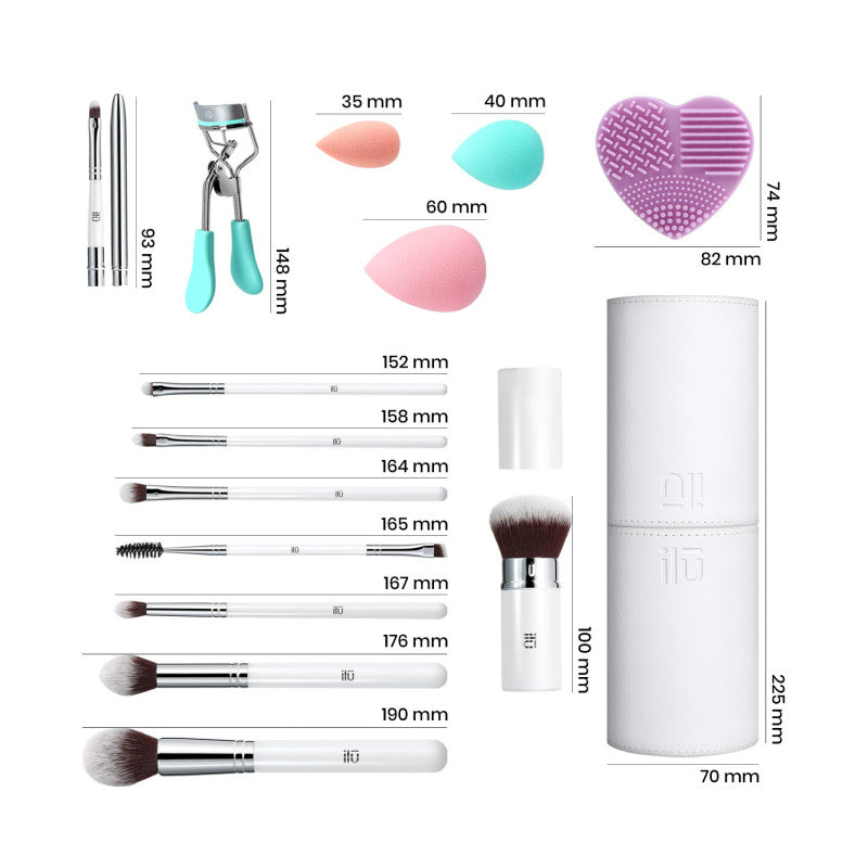 ilū Set Mit Makeup Pinseln, Schwämme, Pinselhalter, Reinigungspad Und Wimpernzwinge #3