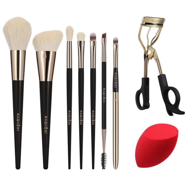 Kashōki HIMAWARI 9 Teilig Makeup Pinsel Set Mit Wimperzange Und Makeup Schwamm 