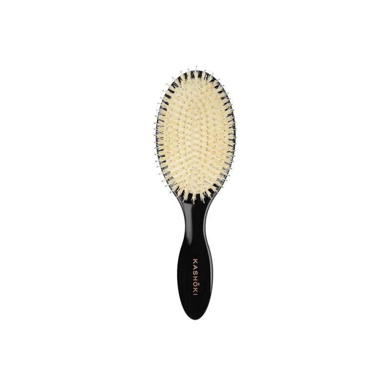 Kashōki Smooth White Detangler Oval Haarbürste Mit Weißen Wildschweinborsten 