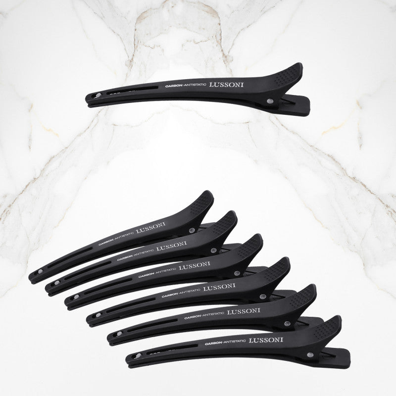 LUSSONI 6 Teilig Carbon Friseur Clips Mit Elastischem Gummiband  #3