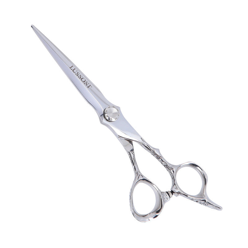 LUSSONI STELLAR SERIES Profesjonalne nożyczki fryzjerskie (srebrne): degażówki 6″, nożyczki do cięcia 6″ + etui #2