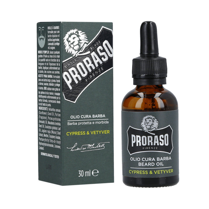PRORASO SINGLE BLADE Cypress&Vetyver Olejek do brody 30 ml
