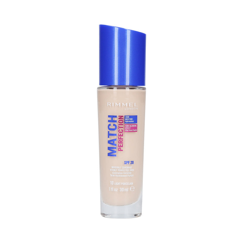RIMMEL MATCH PERFECTION Fond de teint couvrant SPF20 010 Porcelaine 30 ml