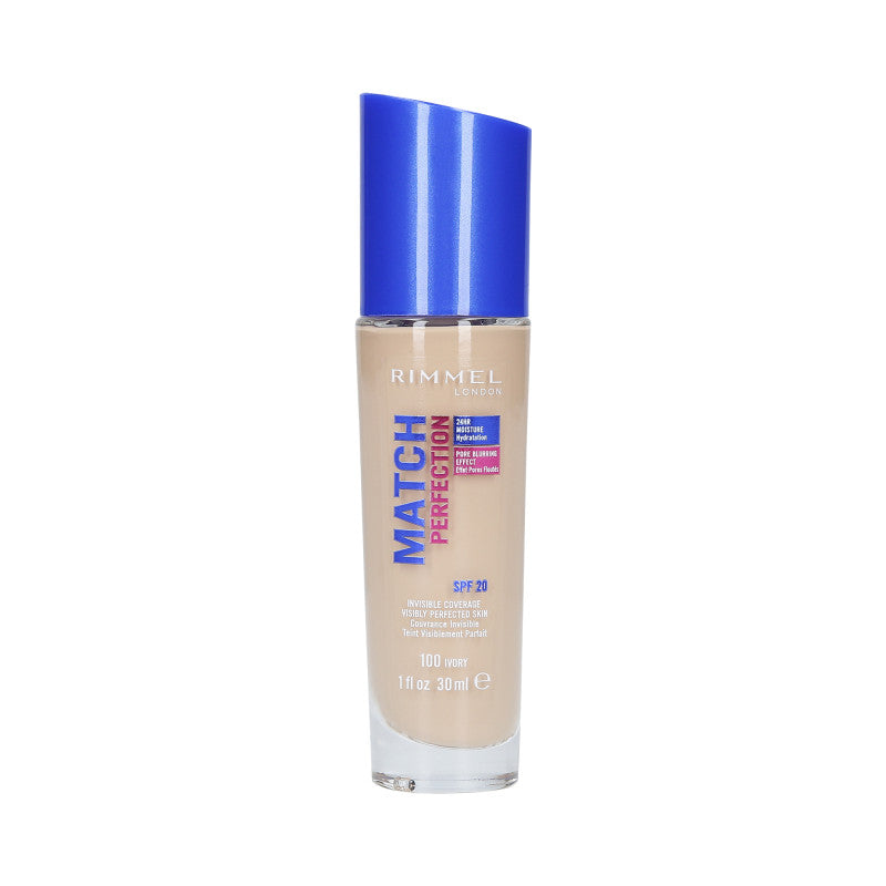 RIMMEL MATCH PERFECTION Fond de teint couvrant SPF20 100 Ivoire 30 ml