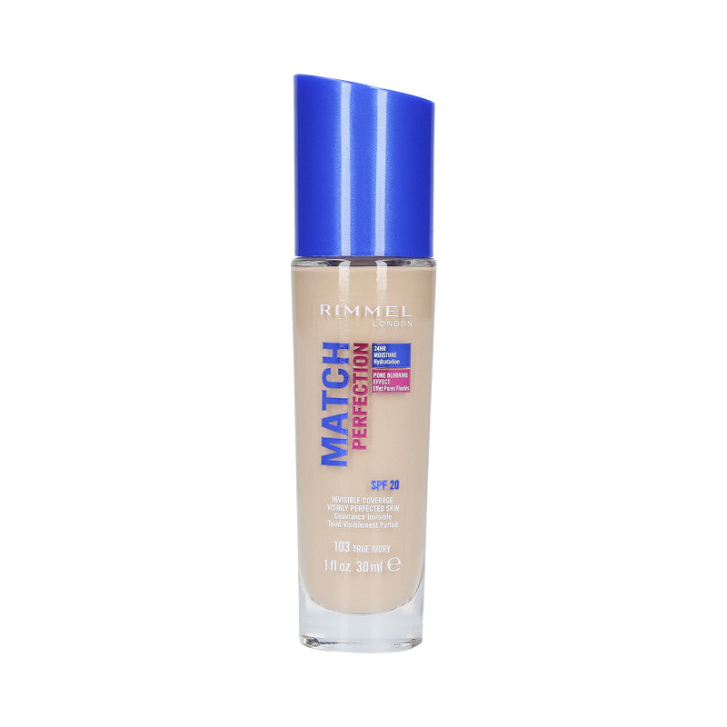 RIMMEL MATCH PERFECTION Fond de teint couvrant SPF20 103 True Ivory 30 ml