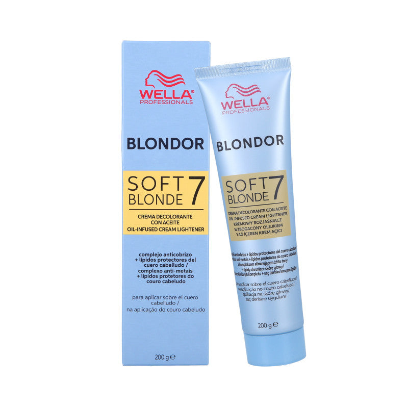 WELLA PROFESSIONALS BLONDOR SOFT BLONDE 7 Rozjaśniacz w kremie na bazie mieszanki olejków 200 g